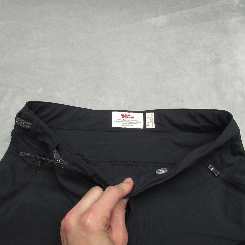 Fjallraven Pants Womens 2 Black Belted High Coast Trail Trousers Hiking 27x32 - Picture 11 of 16